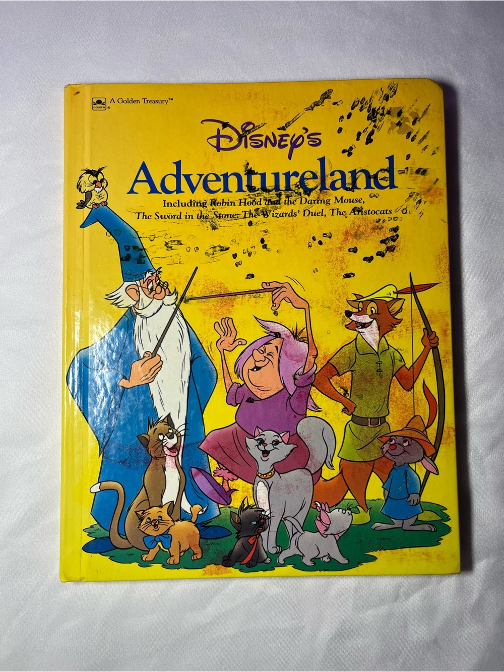 Vtg Disney Adventureland HC Book 1989 Robin Hood Sword in the Stone Aristocats